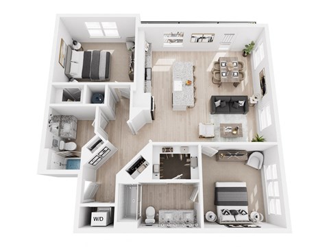 a 3 bedroom floor plan of a 2100 sq ft apartment